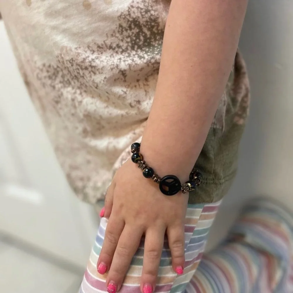 Black & Copper Peace ☮️ Sign Bracelet